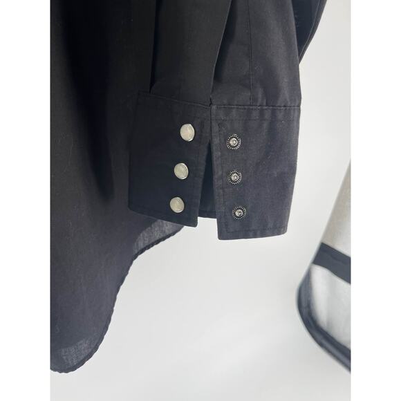 Plains Western Wear Black Pearl Snap Shirt Mens L Long Sleeve Cowboy Rodeo - Picture 5 of 6